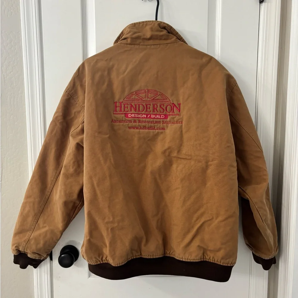 Men's Tan Bomber Jacket with Embroidered Logo